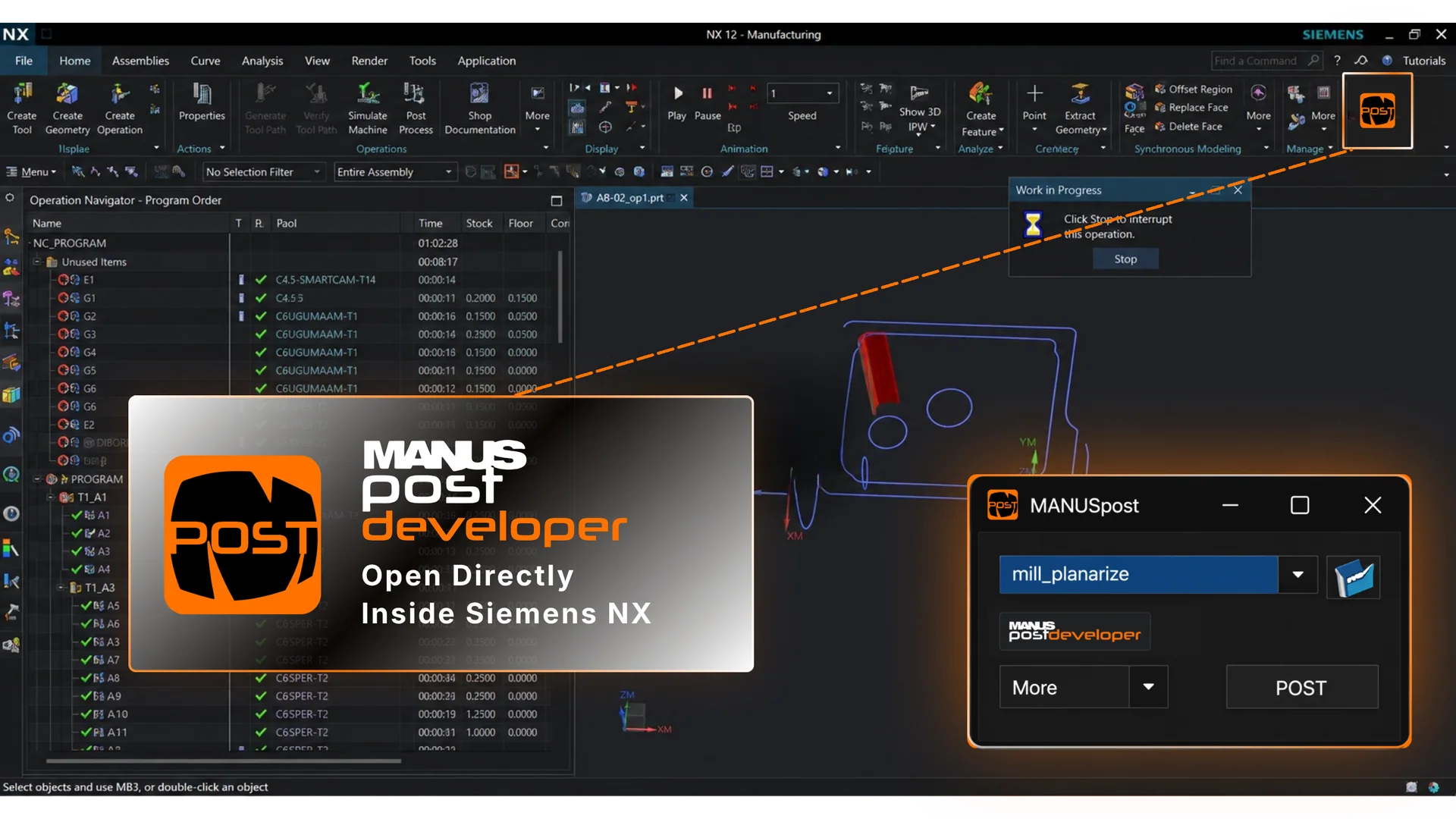 MANUSpost Developer post-processor integration with Siemens NX CAM