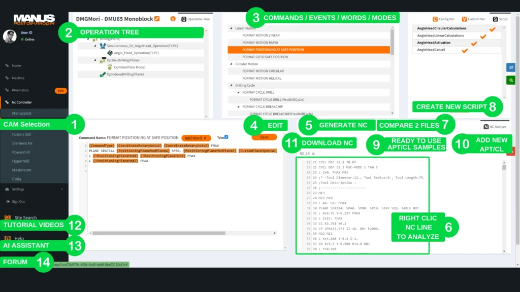 MANUSpost developer Interface Quick Learning